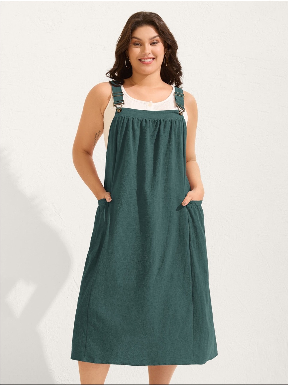 BloomChic Teal Green Cotton Bib Dress